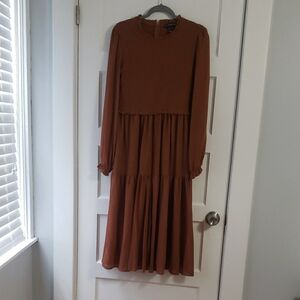 Elegant Brown Long Sleeve Dress